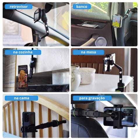 Suporte Para Celular Veicular Multifuncional 360° Graus